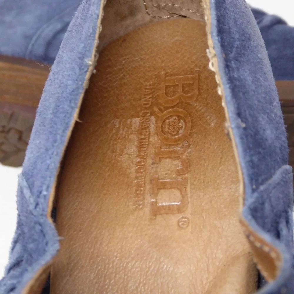 Born Womens Katharina Shoes Blue Suede Woven Ruched Back Zip Ankle Booties 10M - Picture 7 of 9